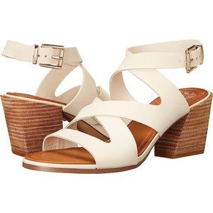 Vince Camuto Womens Deverey Leather Open Toe Strappy Heels Shoes Creamy White